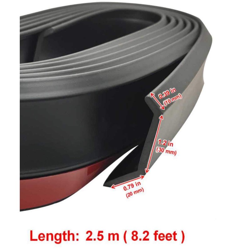 Front Bumper Spoiler Lip 8.2ft/250cm Length Universal 2.5m Rubber Side