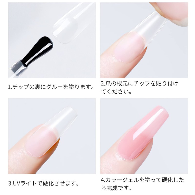 Annhua Nail Tips, Clear, 270 Pieces, Almond Shape, Medium, Transparent