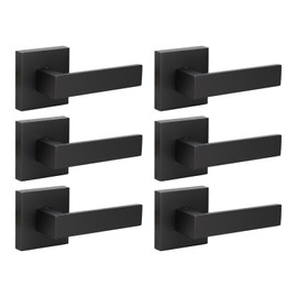 KNOBWELL 6 Pack Heavy Duty Dummy Door Handle Door Leversets, Dummy Lever, Single Sided Handle for Both Right/Left Handed Doors, Matte Black Finish 0.93 lb One Lever (Only One Side Use)