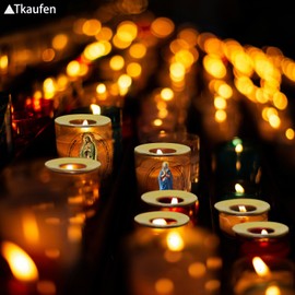 Tkaufen Our Lady of Guadalupe Unscented Glass Prayer Soy Wax Candle, Virgen de Guadalupe Candle Prayer Cirio Vela Veladora Devotional Pray Candle, Religious Gift for Home Office, 12 Oz/50 Hours