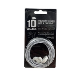10 Seconds - Elastic-Laces: No-tie laces, Athletic, Running and Triathlon Laces, stretch Fit Comfort, All Ages and Athletes, White Reflective, One Size
