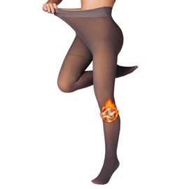 Delcast Women Fleece Lined Tights,Fishnets Patterned Fake Translucent Warm High Waisted Pantyhose Sheer thick Winter Tights