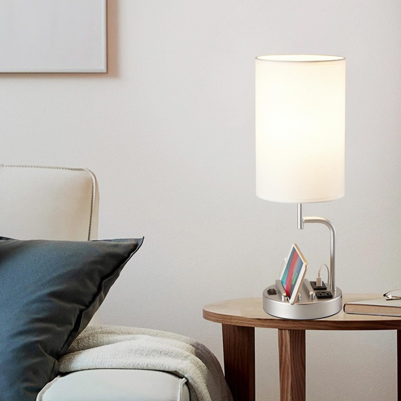 Dreamholder Table Lamp with 3 USB Charging Ports, Modern Desk