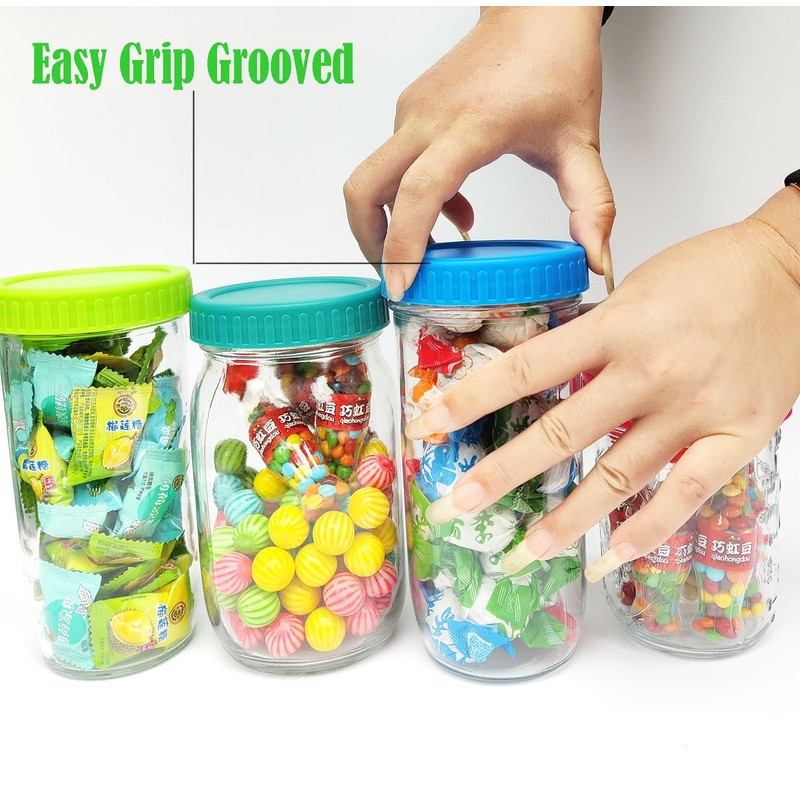 86mm Mason Jar Lids wide Mouth, 8 Pack Plastic Mason