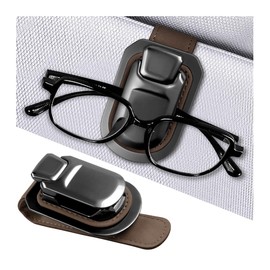 BELOMI Sunglasses Holders for Car Visor, Vehicle Ticket Card Eyeglass Snap Fastener Clip, Auto Interior Sun Glasses Hanger Organizer Accessories, Universal for SUV Sedan Truck (Brown)