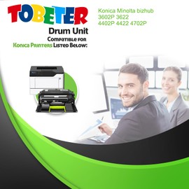 ToBeter Compatible IUP26 Drum Replacement for Konica IUP-26 AAE00Y1 Imaging Drum Unit for Minolta Bizhub 3602P 3622 4402P 4422 4702P Printer (60,000 Pages, High Yield, 1 Pack)