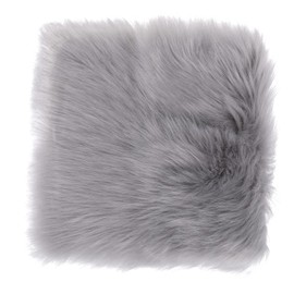 Molain Faux Fur Chair Pad 12 inch Square Cover Seat Cushion Carpet Mat Soft Fluffy Area Rug Couch for Living Bedroom Sofa,Photographing Background(Grey)