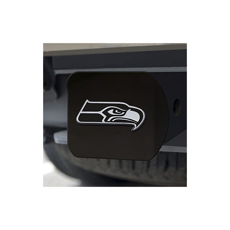 FanMats 21586: Seattle Seahawks Black Metal Hitch Cover with Metal