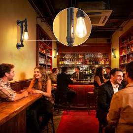 TIGKHAE Farmhouse Antique Wall Sconce Set of 2 Rustic Vintage Steampunk Water Pipe Sconce Lights E26 Industrial Wall Mount Lamp Gothic Lighting Fixture Rustic Wall Lighting for Living Room Hallway Bar