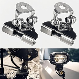 LED Light Bar Mounting Brackets for Engine Hood, 2pcs Universal Hood Mounts, Hood Clamp Lights Mounts with Anti-Scratch Rubber, No-Drill Installation (Silver)