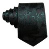 Barry.Wang Black green Tie for Men Silk Woven Paisley Necktie