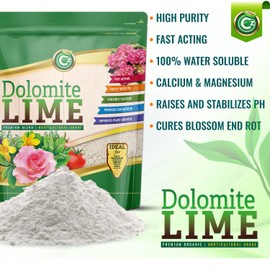 Organic Dolomite Lime 10LB - Made in USA - Garden Soil Amendment Fertilizer for Plants. Calcium/Magnesium Additive. Raise & Stabilize pH - Earthbox Tomatoes & Peppers Blossom End Rot. OMRI Listed