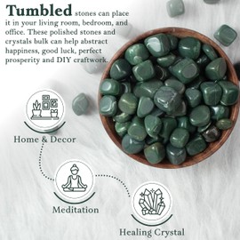 ZAICUS Green Aventurine Tumbled Stones and Crystals Bulk Rocks 1,000+ Carats Natural Polished Irregular Gemstones and Crystals for Vase Filler, Jewelry Making, Decoration, Polishing, Rock Collection