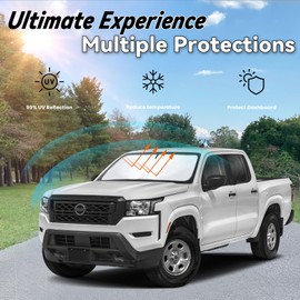 PAIMOHO Windshield Sun Shade for 2022 2023 2024 2025 Nissan Frontier, Car Front Window Sunshade with 240T Sun Visor Protector Blocks UV Rays Heat Sun Shield Accessories