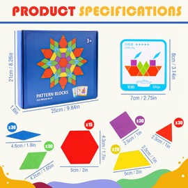 Tangram Kinder Geometrische Formen Holz Puzzles, 155 Teilig Montessori Spielzeug Puzzle mit 24 Designkarten, Farbige Tangram kinder legespiel für MäDchen Junge 3 4 5 6 7 Jahr