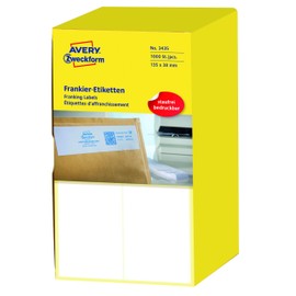 AVERY Zweckform 3435 Frankier-Etiketten (Papier matt, 1.000 Etiketten, 135 x 38 mm) 1 Pack weiß