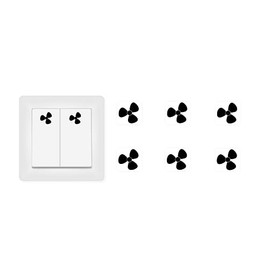 Switch Sticker Set of 6 Fan Stickers Also Suitable for Smart Home (RP51) (10 mm)