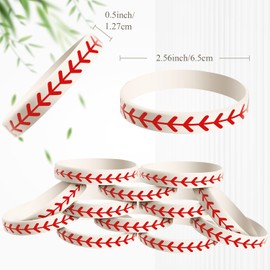 JOVITEC 24 Pcs Baseball Bracelet Baseball Party Favors Softball Wristband Silicone Bracelet Gift for Softball Player and Teams