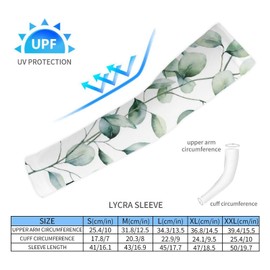 Xmkltbz 1 Pair Cooling Arm Sleeves, Unisex Warmer Spandex Sports Cover Uv Sun Protection for Cycling Golf Running L Print Seamless Watercolor Green Eucalyptus Branches with Leaves on White