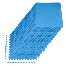 【Updated】 Gym Mat, 1/2" Thick EVA Foam Exercise Mat, 36-Pack Interlocking Puzzle Tiles - Non-Slip Gym Flooring for Home Workout, Garage Floor, Kids Play & Equipment Padding, 144 Square Feet, Blue
