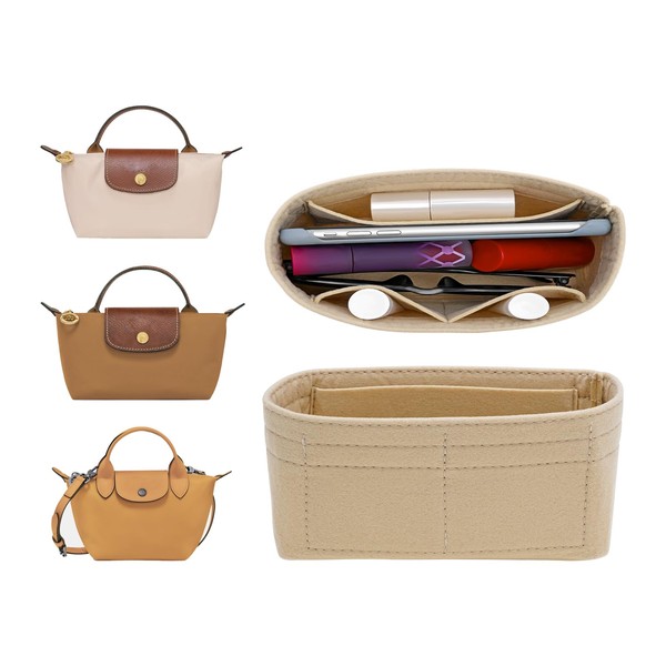 LOUKAYCCI Felt Mini Organizer Insert for Longchamp mini XS Bag,Purse