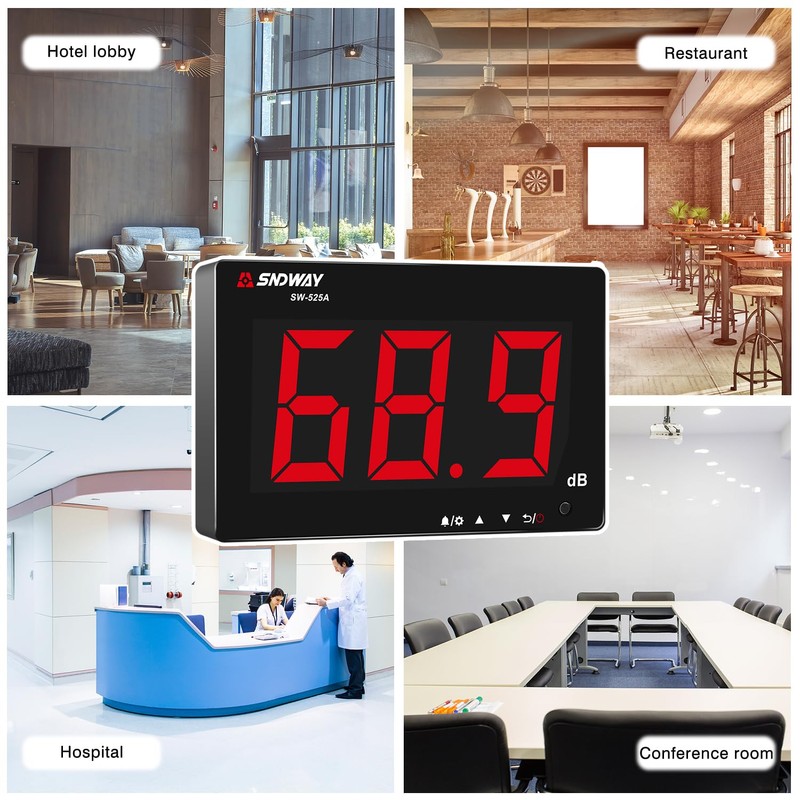 Decibel Meter 30dB-130dB, Wall Mounted Hanging Sound Level Meter for