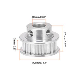Rebower Timing Pulley Aluminium Synchronous Wheels with Screw [for 3D Printer 6mm Width Belts, CNC Machines] - 40 Teeth 8mm Bore/Silver Tone/1 Pcs