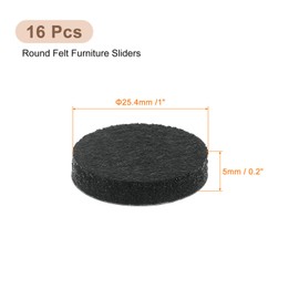 uxcell Furniture Pads, 16Pcs 1" - Round Self Adhesive Felt Furniture Pads, Floor Protectors for Furniture Feet Chairs Legs Hardwood Floors (Black)