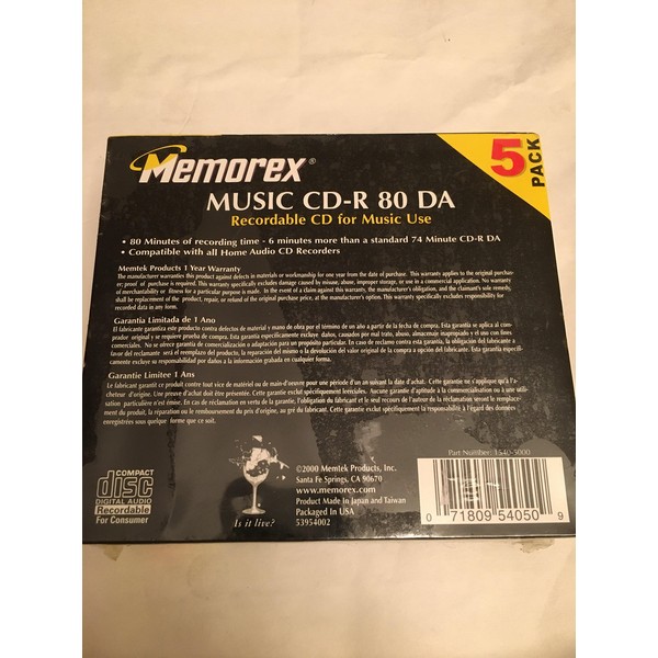 Memorex 700MB/80-Minute 24x CD-R Media (5-Pack)