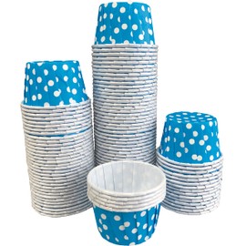 Blue Bulk MINI Candy Nut Paper Cups - Mini Baking Liners - Blue White Polka Dot - 100 Pack