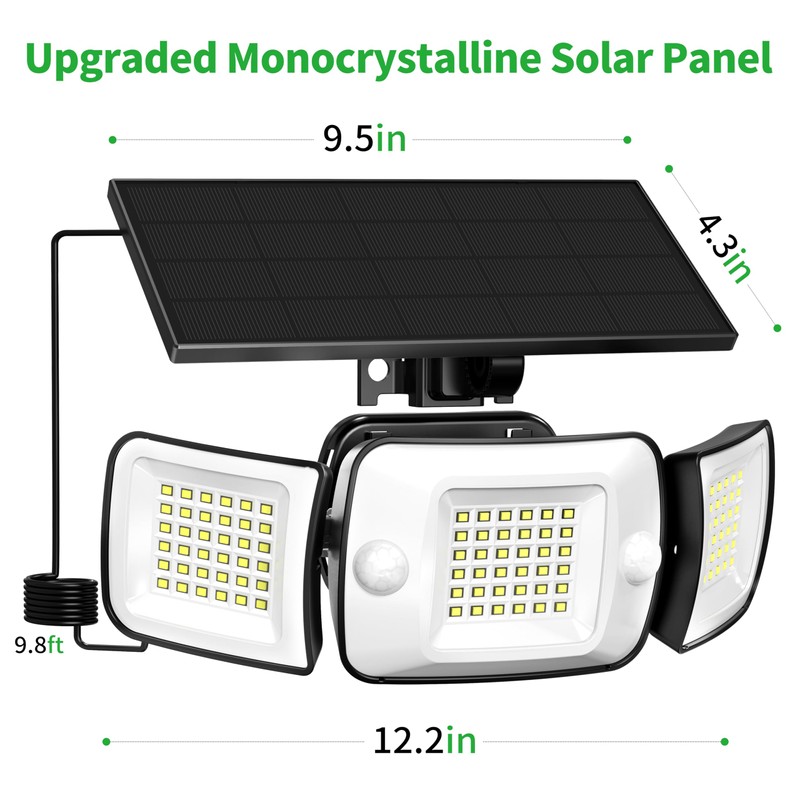 intelamp Solar Flood Lights Outdoor Waterproof, 2 Pack 6000mAh 1200LM