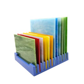 Stained Glass Storage Rack, Stained Glass Holder, 12 Slots (Blue, 4-Pack)