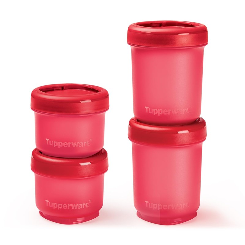 Tupperware Set Contenedores para Snack 8 piezas Morado Rojo