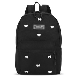 HiTotes Cute Bow Backpack Aesthetic Canvas Backpack College Laptop Bag for Women Fashion Travel Daypack