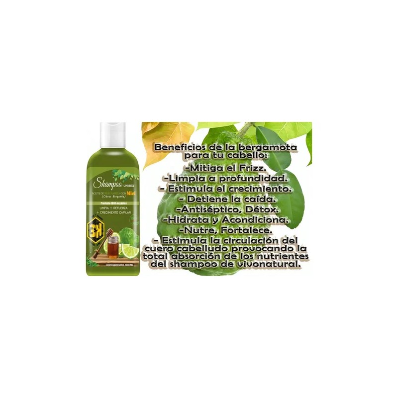 Shampoo Aceite De Bergamota Y Miel 1 Litro Vivonatural &