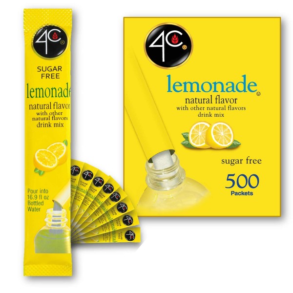 4C Powder Drink Mix | Bulk Buy | Singles Stix, On the Go | Refreshing Water Flavorings | Value Pack (Lemonade, 500ct)