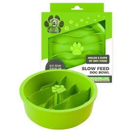 Mighty Paw Slow Feed Dog Bowl Insert | Interactive Puzzle Maze Feeder for Fast Eaters. Prevents Gulping and Vomiting. Holds 3 Cups of Food Pets. Dishwasher-Safe BPA-Free Silicone (Green)