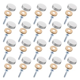20 Pieces Decorative Screw Caps, 16mm Screw Covers Caps Mirror Decorative Screws with Cap Copper Mirrors Nails Silver Mirror Screws Fasteners for Mirrors Signage Construction Advertising Hardware