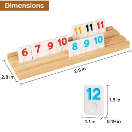 ELONGDI Rummy Cube Game Set with 4 Wooden Racks,106 Rummy Tiles and Portable Case,Classic Travel Board Games for Family Adults and Kids