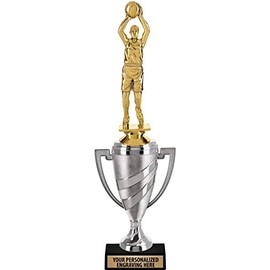 Crown Awards Basketball Trophy, 14.15" Silver Cup Female Basketball Trophies with Free Personalization, 5 Pack
