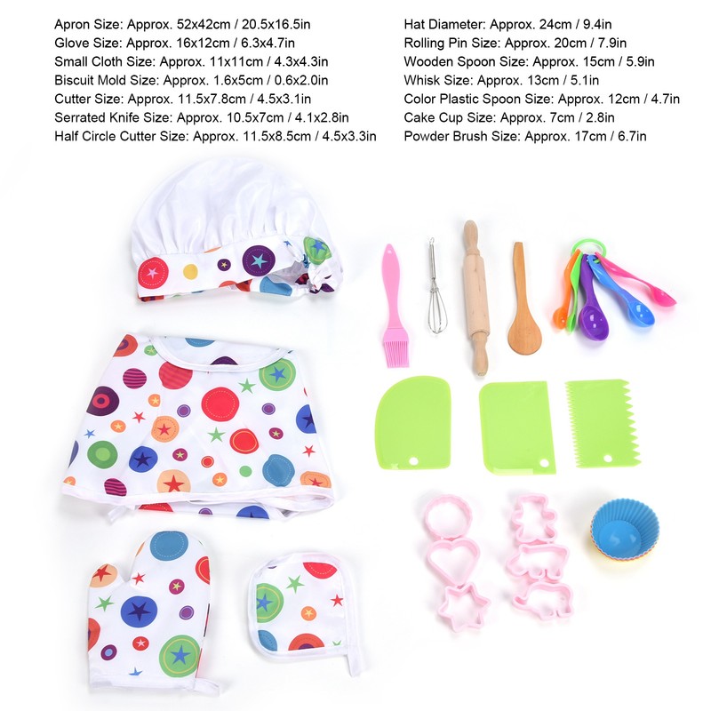 26 Pcs Children Chef Set Washable Safe Kids Chef Role