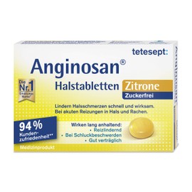 tetesept Anginosan Throat Tablets Lemon - Sugar Free - Sore Throat Tablets for Acute Irritation in Throat & Throat - 1 x 20 Pieces