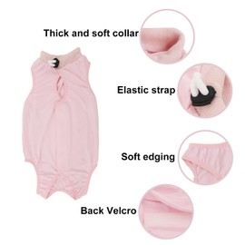 QIYADIN Cat Recovery Suit, Surgical Recovery Clothes for Abdominal Wound or Skin Disease, Cats Onesie After Surgery and Spay, E-Collar Alternative Pajama Suit (Pink, Small)