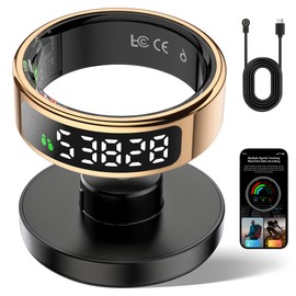 Smart Ring Fitness Tracker for Men Women - Ring with Touchscreen Display for Activity, Sleep & Heart Rate Tracking, Step Counter, Remote Phone Control, IP68 Water Resistant, 7-Day Battery Gold #11