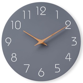 Mosewa Large Wall Clock 16 Inch Gray Modern Silent Non Ticking Battery Operated Decorative for Bedroom Bathroom Living Room Kitchen Home Office Hotel