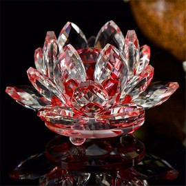 Value for Money Products Crystal Lotus Flower Bouquet Large Size Craft Home Decoration Birthday Wedding Gift Crystal Glass Red