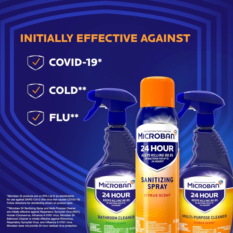 MICROBAN Disinfectant Spray, 24 Hour Sanitizing and Antibacterial Sanitizing Spray,