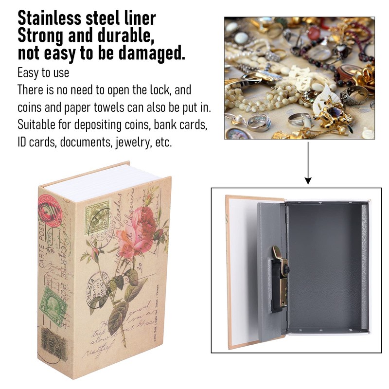Tissting Book Safe with Combination Lock, 18 x 12 x