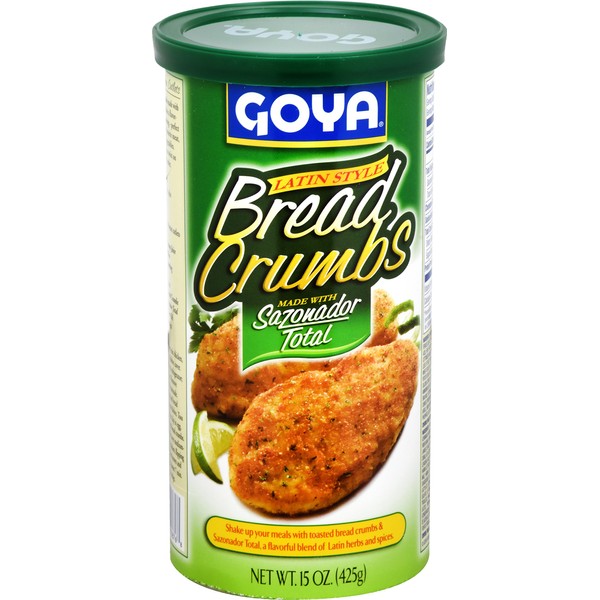 Goya Foods Bread Crumbs with Sazonador Total, 15 Ounce (Pack of 12)