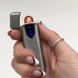 Illumicharge Touch Electric Lighter - USB Rechargeable, Windproof Coil Lighter with Auto Safety Shut-Off, Elegant Compact Design, Ideal for Gifting (Silver Satin)